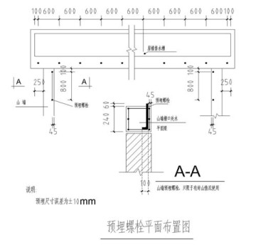 拱形屋頂預(yù)埋件螺栓安裝圖