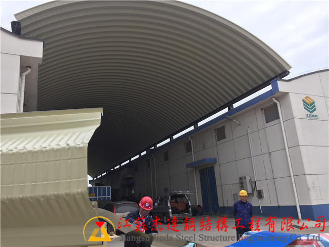 揚(yáng)州瘦西湖糧庫倉間罩棚拱形屋頂1期倉庫罩棚仰視圖